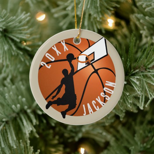 Slam Dunk! Basketball Player Christmas Keramisch Ornament (Boom)