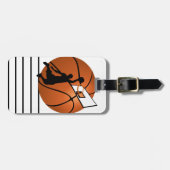 Slam Dunk Basketball Player met Hoop op Ball Bagagelabel (Voorkant horizontaal)