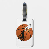 Slam Dunk Basketball Player met Hoop op Ball Bagagelabel (Achterkant verticaal)