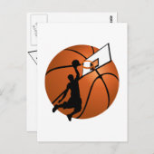 Slam Dunk Basketball Player met Hoop op Ball Briefkaart (Voorkant / Achterkant)
