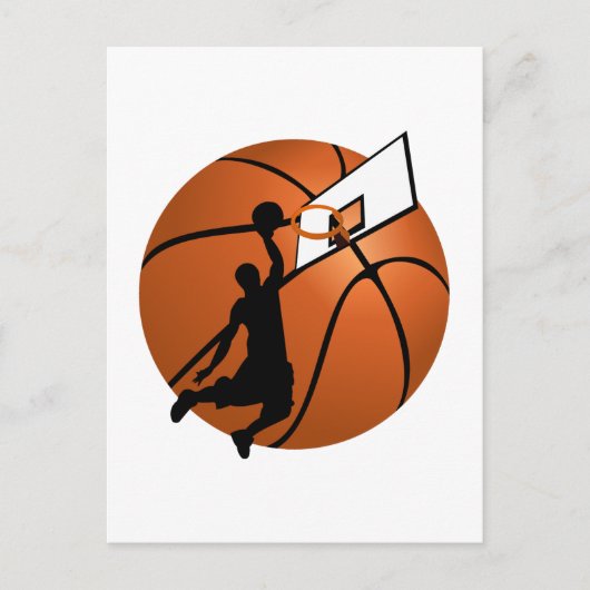 Slam Dunk Basketball Player met Hoop op Ball Briefkaart (Voorkant)