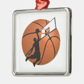 Slam Dunk Basketball Player met Hoop op Ball Metalen Ornament (Links)