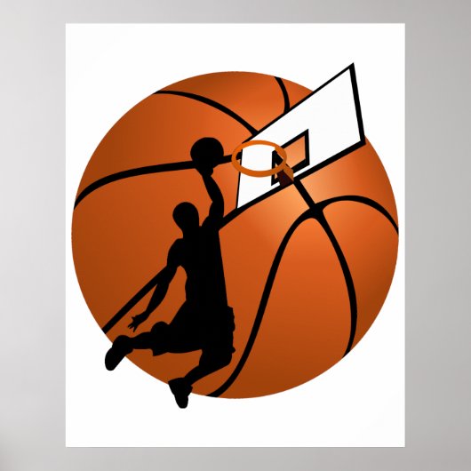 Slam Dunk Basketball Player met Hoop op Ball Poster (Voorkant)