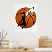 Slam Dunk Basketball Player met Hoop op Ball Poster (Keuken)
