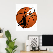 Slam Dunk Basketball Player met Hoop op Ball Poster (Thuiskantoor)
