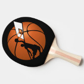 Slam Dunk Basketball Player met Hoop op Ball Tafeltennisbatje (Zijkant)