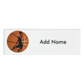 Slam Dunk Basketball Player op Basketball Naambadge (Voorkant)