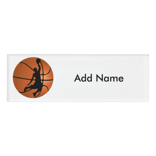 Slam Dunk Basketball Player op Basketball Naambadge (Voorkant)