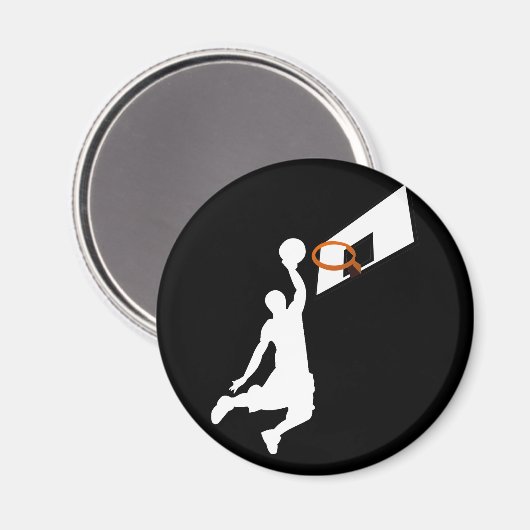 Slam Dunk Basketball Player - White Silhouette Magneet (Voorkant / Achterkant)