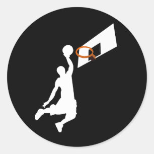 Slam Dunk Basketball Player - White Silhouette Ronde Sticker