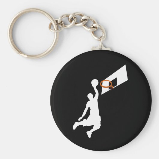 Slam Dunk Basketball Player - White Silhouette Sleutelhanger (Voorkant)
