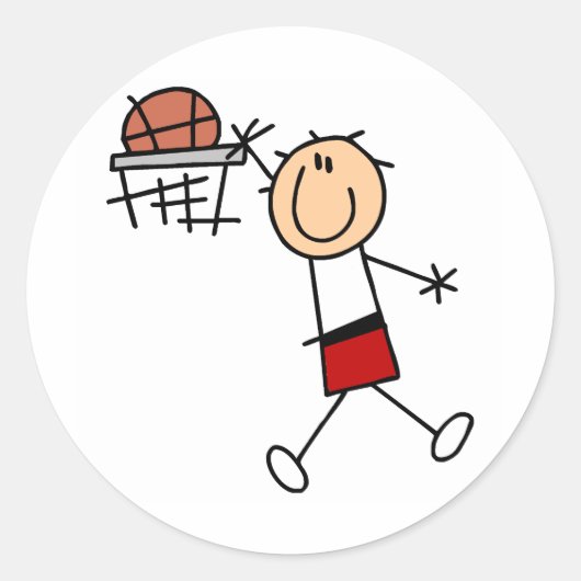 Slam Dunk Basketball - Rode T-shirts en geschenken Ronde Sticker (Voorkant)