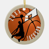 Slam Dunk! Basketbalspeler Kerstmis Keramisch Ornament (Voorkant)