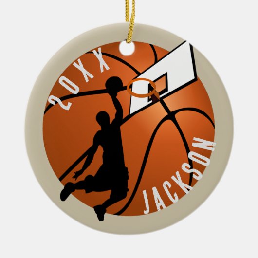Slam Dunk! Basketbalspeler Kerstmis Keramisch Ornament (Voorkant)
