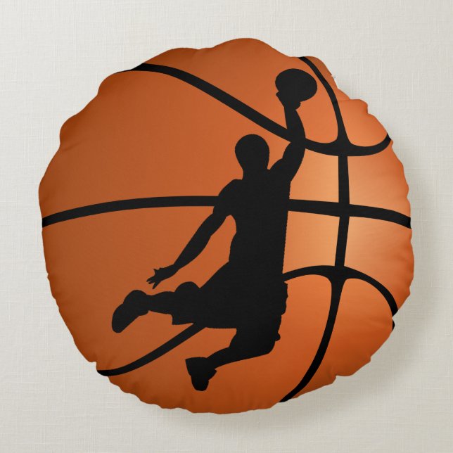 Slam Dunk Basketbalspeler Sport Rond Kussen (Achterkant)