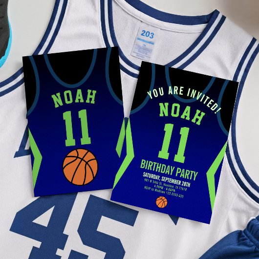 Slam Dunk Birthday Party Invitation  Kaart