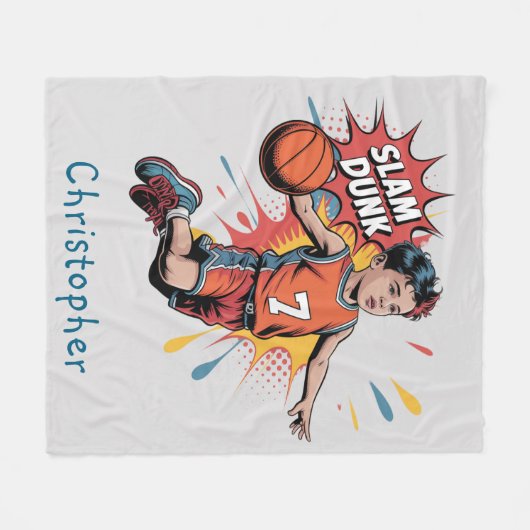 Slam Dunk Boy Verjaardag Bash Gift Fleece Deken (Voorkant (Horizontaal))