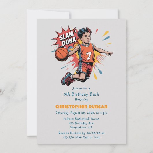 Slam Dunk Boy Verjaardag Bash Kaart (Voorkant)