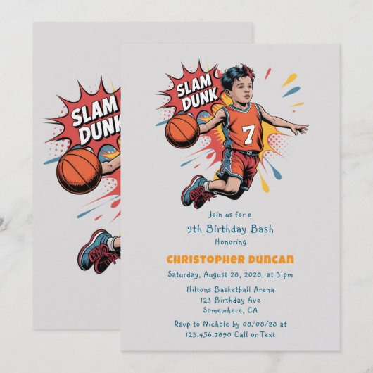 Slam Dunk Boy Verjaardag Bash Kaart (Voorkant / Achterkant)