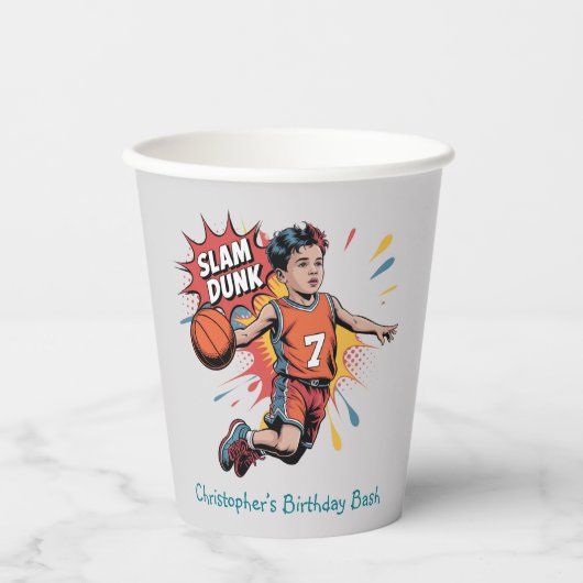 Slam Dunk Boy Verjaardag Bash Papieren Bekers (Voorkant)