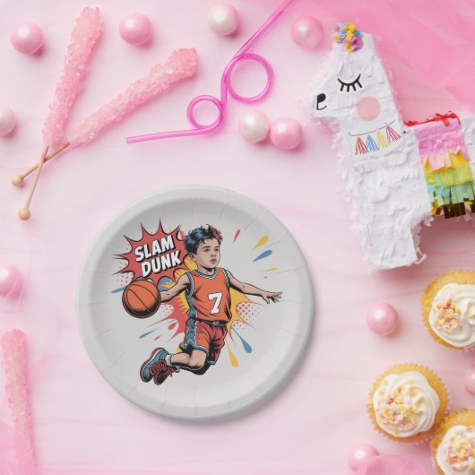 Slam Dunk Boy Verjaardag Bash Papieren Bordje (Feest)