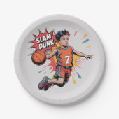 Slam Dunk Boy Verjaardag Bash Papieren Bordje (Voorkant)