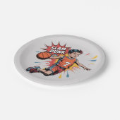 Slam Dunk Boy Verjaardag Bash Papieren Bordje (Gekanteld)