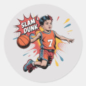 Slam Dunk Boy Verjaardag Bash Ronde Sticker (Voorkant)