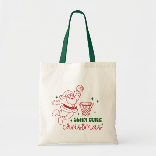 Slam Dunk Christmas Cute Basketball Santa Tote Bag (Voorkant)