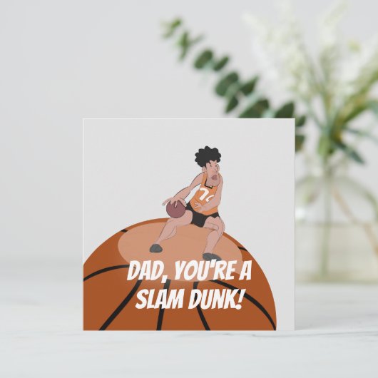 Slam Dunk Dad Basketbal Kaart (Staand voorkant)