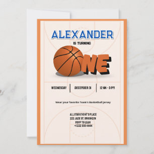Slam Dunk Eerste Verjaardagsfeest Uitnodiging