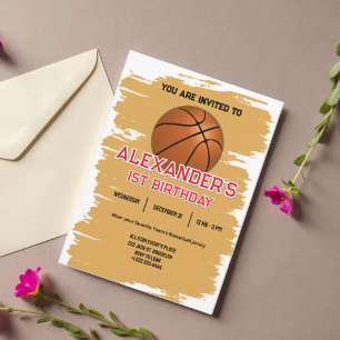 Slam Dunk Eerste Verjaardagsfeest Uitnodiging