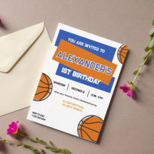 Slam Dunk Eerste Verjaardagsfeest Uitnodiging