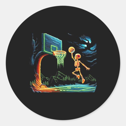 Slam Dunk Hoop Basketbal Halloween Mannen Boys Fan Ronde Sticker (Voorkant)