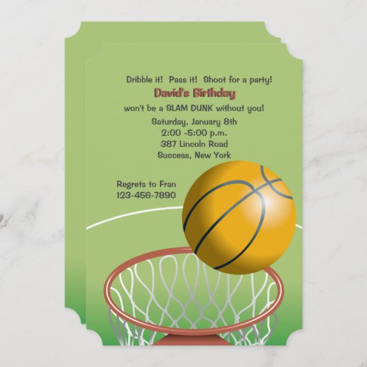 Slam Dunk Invitation Kaart (Voorkant / Achterkant)