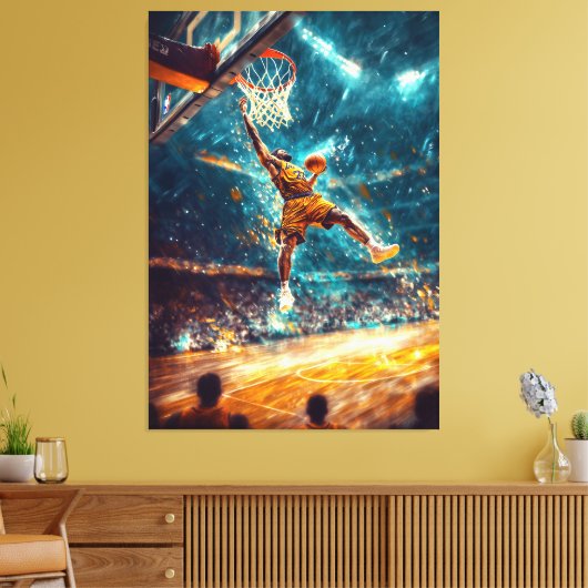 Slam Dunk Legend - Dynamische sportkunst - Basketb Canvas Afdruk (Insitu (Woonkamer))