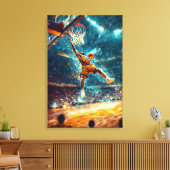 Slam Dunk Legende - Dynamische Sportkunst - Basket Canvas Afdruk (Insitu (Woonkamer))
