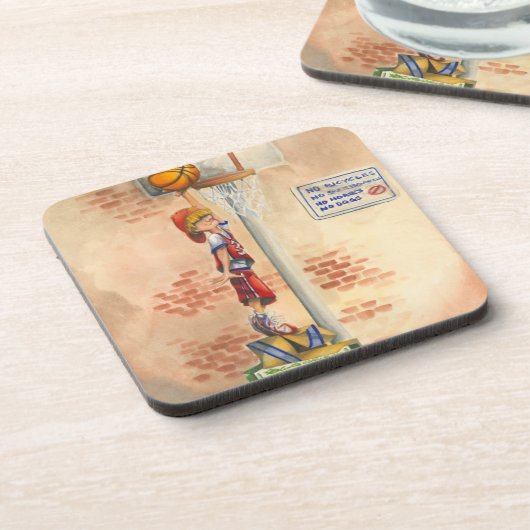 Slam Dunk op Basketball Hoop van Jay Throckmorton Bier Onderzetter (Linkerzijde)