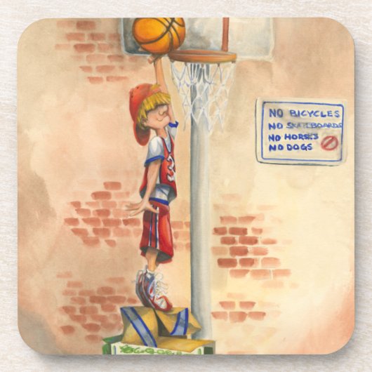 Slam Dunk op Basketball Hoop van Jay Throckmorton Bier Onderzetter (Voorkant)