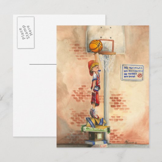 Slam Dunk op Basketball Hoop van Jay Throckmorton Briefkaart (Voorkant / Achterkant)
