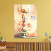 Slam Dunk op Basketball Hoop van Jay Throckmorton Canvas Afdruk (Insitu (Woonkamer))
