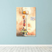 Slam Dunk op Basketball Hoop van Jay Throckmorton Canvas Afdruk (Insitu (Houten vloer))