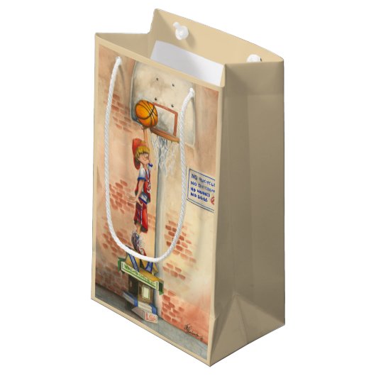 Slam Dunk op Basketball Hoop van Jay Throckmorton Klein Cadeauzakje (Voorkant Gekanteld)