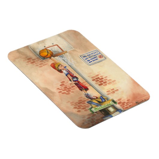 Slam Dunk op Basketball Hoop van Jay Throckmorton Magneet (Rechterzijde)