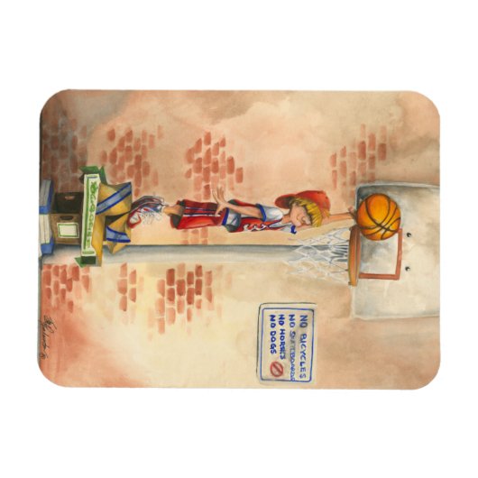 Slam Dunk op Basketball Hoop van Jay Throckmorton Magneet (Horizontaal)