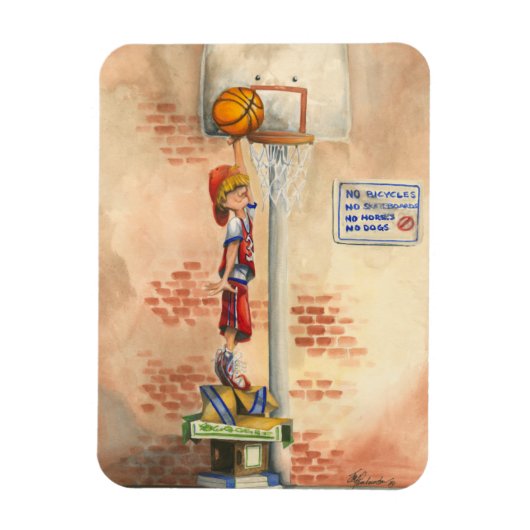 Slam Dunk op Basketball Hoop van Jay Throckmorton Magneet (Verticaal)