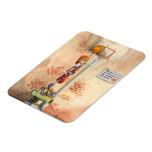 Slam Dunk op Basketball Hoop van Jay Throckmorton Magneet (Linkerzijde)