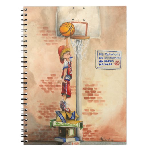 Slam Dunk op Basketball Hoop van Jay Throckmorton Notitieboek (Voorkant)