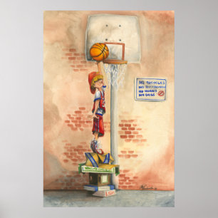 Slam Dunk op Basketball Hoop van Jay Throckmorton Poster