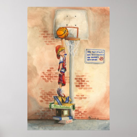 Slam Dunk op Basketball Hoop van Jay Throckmorton Poster (Voorkant)